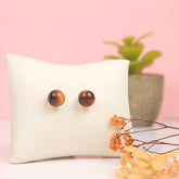 Silver Brown Stud Tiger Eye Earrings